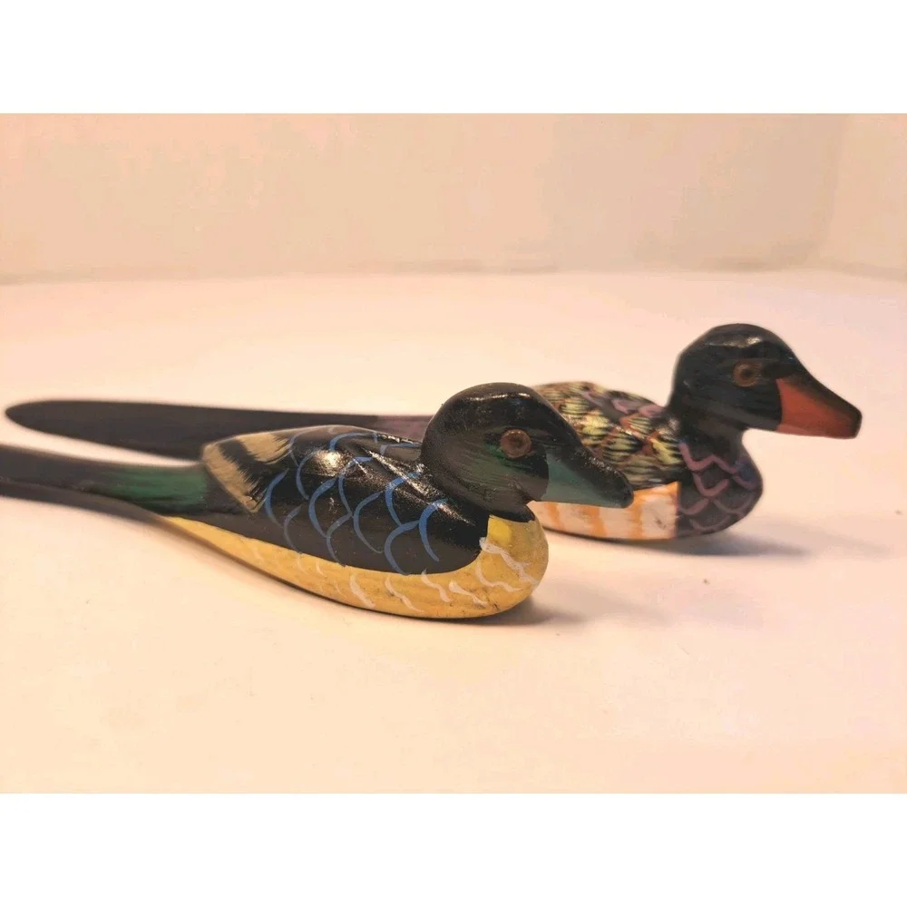 Vintage Avon Two Hand Carved Wood Duck Letter Openers 7.5